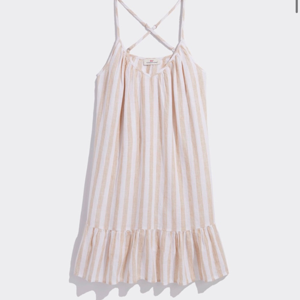 Linen Strappy Striped Dress / Cover-Up